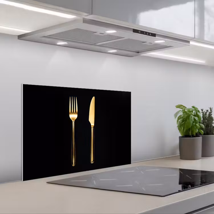 Spatscherm keuken - Bestek - Goud - Mes - Vork — 5