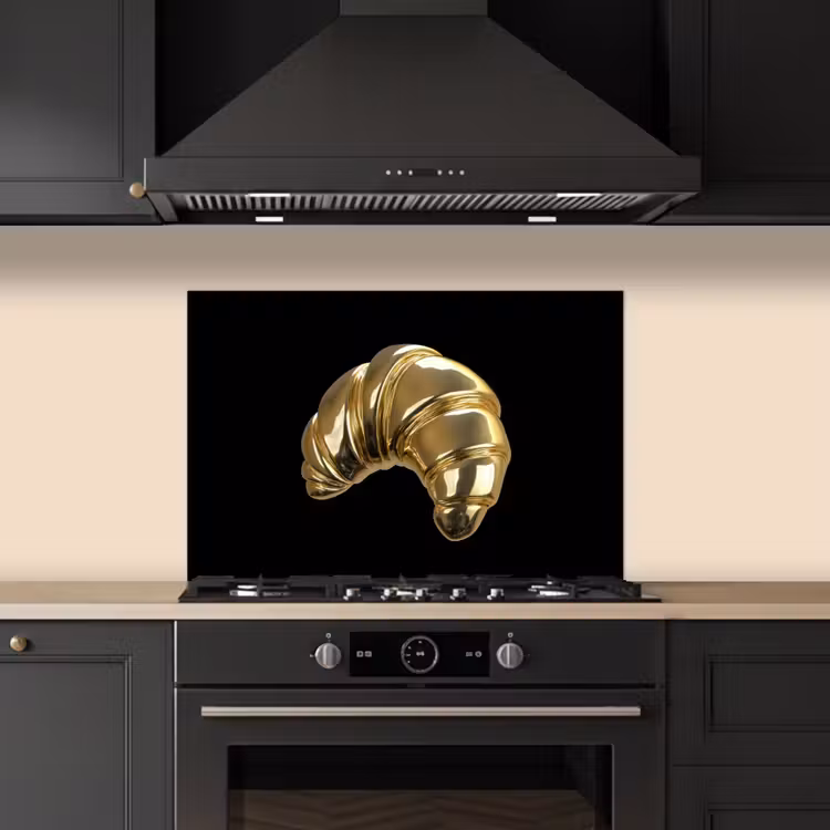 Spatscherm keuken - Croissant - Brood - Goud - Zwart — 2