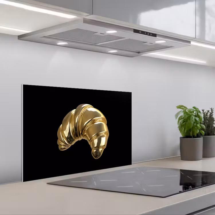 Spatscherm keuken - Croissant - Brood - Goud - Zwart — 5