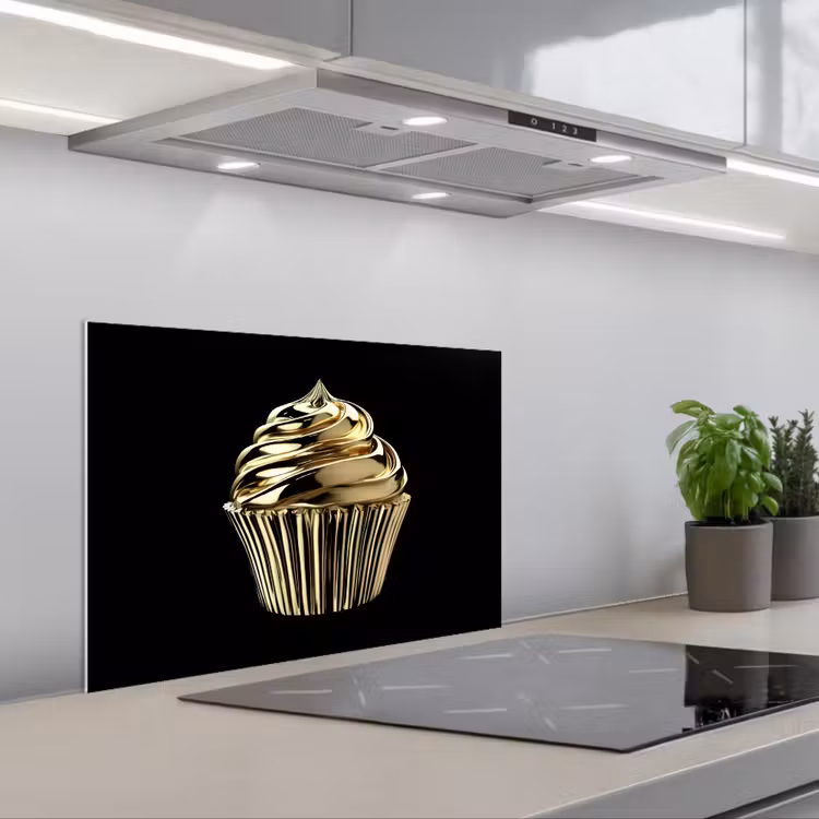 Spatscherm keuken - Cupcake - Eten - Goud - Zwart — 5