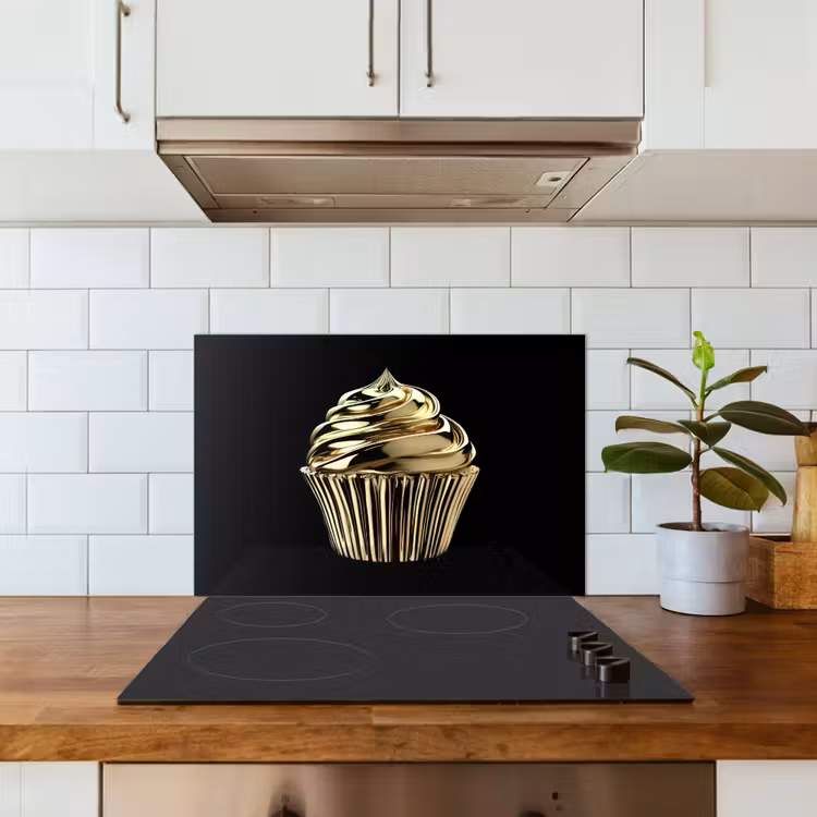 Spatscherm keuken - Cupcake - Eten - Goud - Zwart — 6