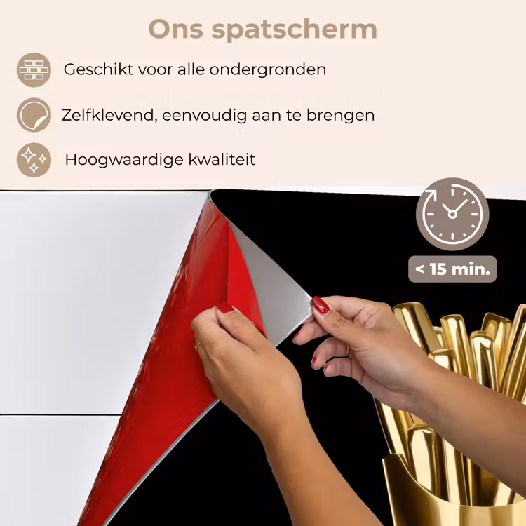 Spatscherm keuken - Friet - Goud - Chrome - Eten — 4