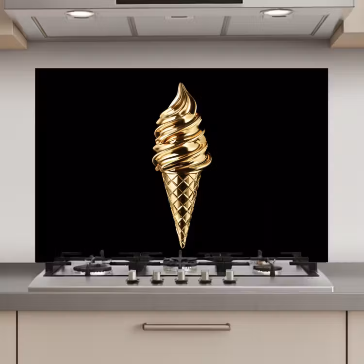Spatscherm keuken - Ijs - Goud - Zwart - Eten — 1