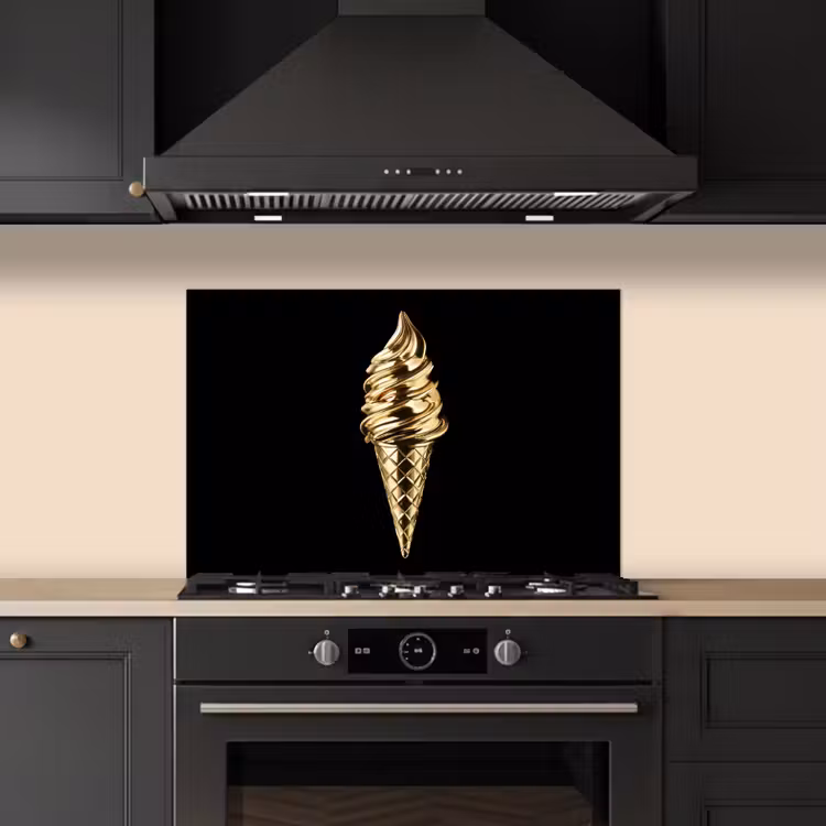 Spatscherm keuken - Ijs - Goud - Zwart - Eten — 2