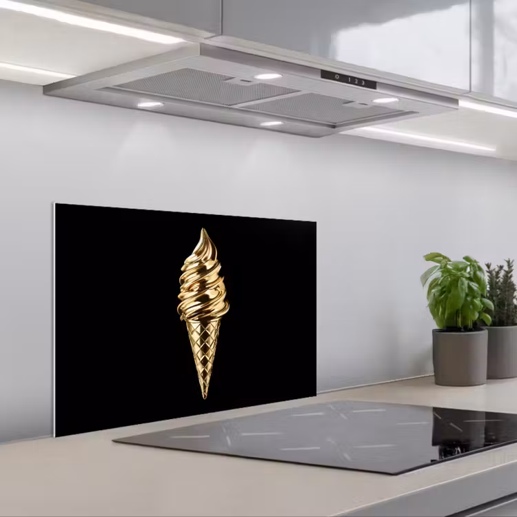 Spatscherm keuken - Ijs - Goud - Zwart - Eten — 5