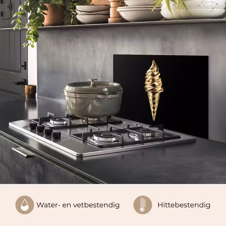 Spatscherm keuken - Ijs - Goud - Zwart - Eten — 7