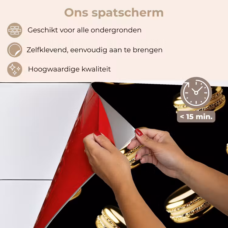 Spatscherm keuken - Macarons - Patroon - Goud - Zwart — 4