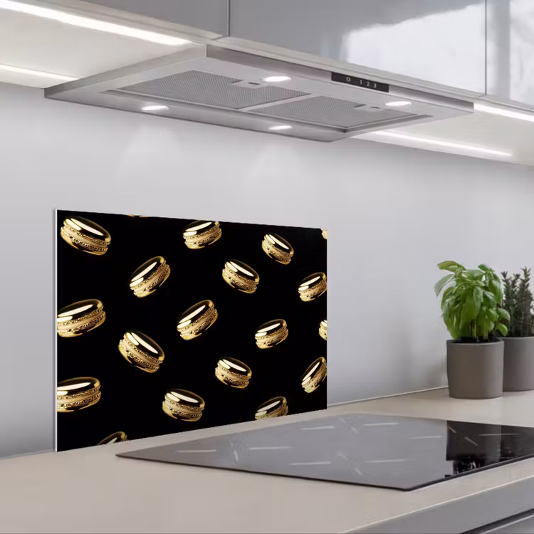 Spatscherm keuken - Macarons - Patroon - Goud - Zwart — 5