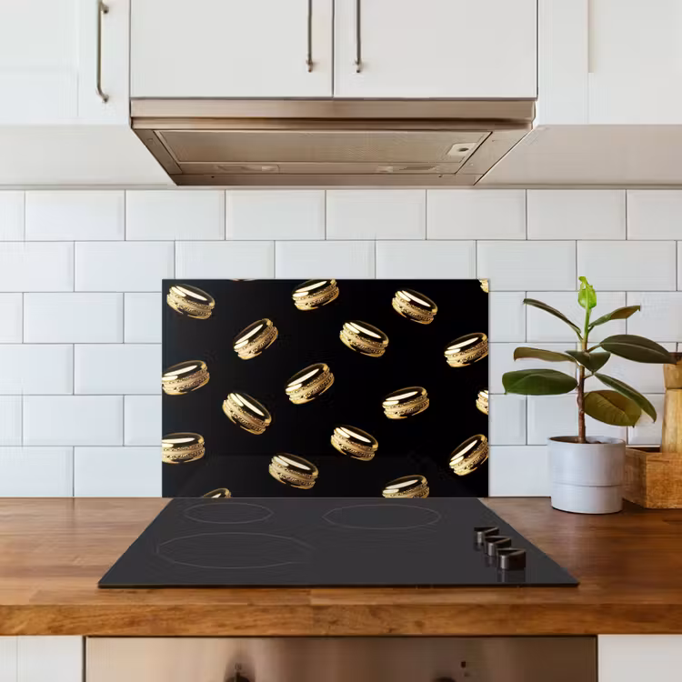 Spatscherm keuken - Macarons - Patroon - Goud - Zwart — 6