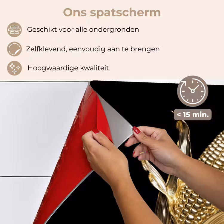 Spatscherm keuken - Mais - Eten - Goud - Zwart — 4