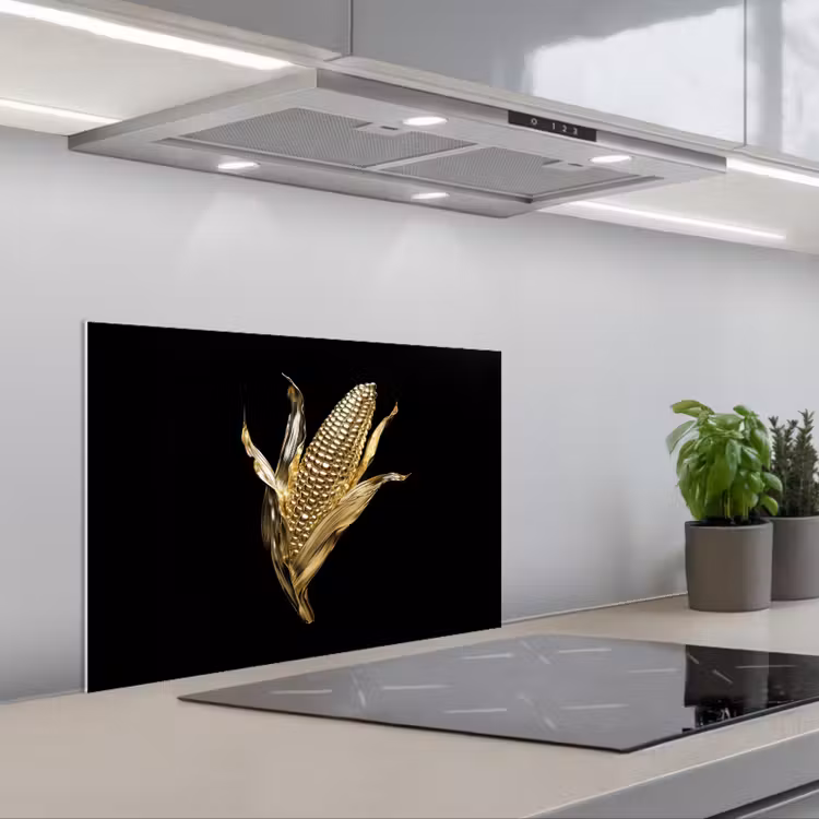 Spatscherm keuken - Mais - Eten - Goud - Zwart — 5