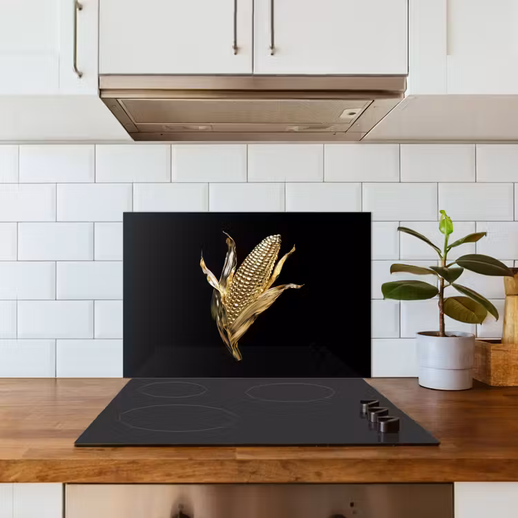 Spatscherm keuken - Mais - Eten - Goud - Zwart — 6