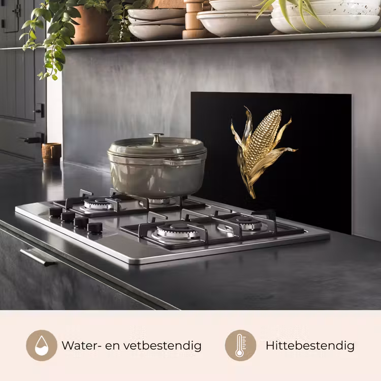Spatscherm keuken - Mais - Eten - Goud - Zwart — 7