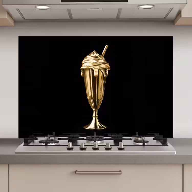 Spatscherm keuken - Milkshake - Goud - Drinken - Zwart — 1
