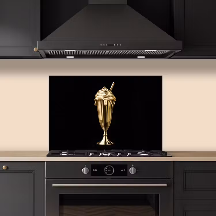 Spatscherm keuken - Milkshake - Goud - Drinken - Zwart — 2