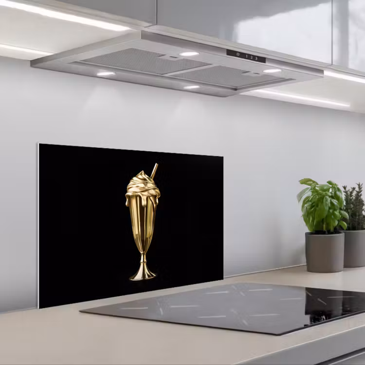 Spatscherm keuken - Milkshake - Goud - Drinken - Zwart — 5