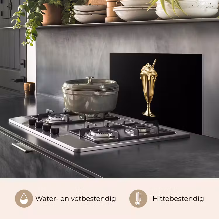 Spatscherm keuken - Milkshake - Goud - Drinken - Zwart — 7