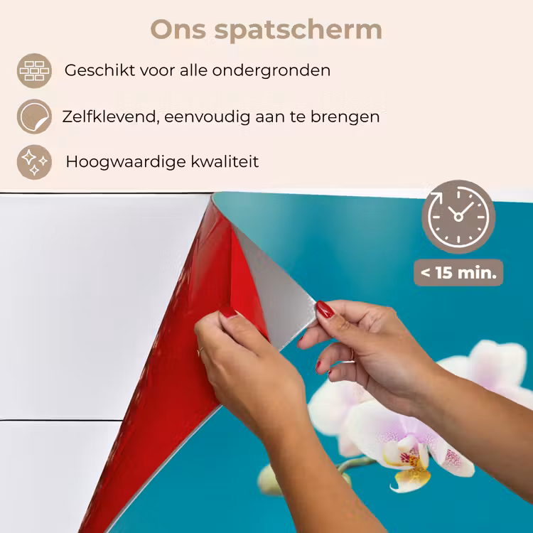 Spatscherm keuken - Orchidee - Bloemen - Plant - Wit - Paars — 4
