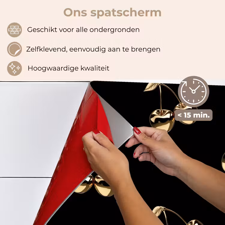 Spatscherm keuken - Patroon - Kersen - Goud - Chrome — 4