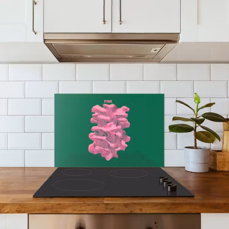Spatscherm keuken - Abstract - Pink - Lijnen - Groen — 6