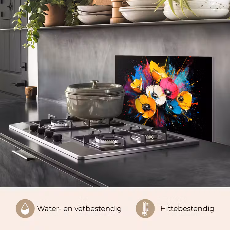 Spatscherm keuken - Bloemen - Kleurrijk - Graffiti - Modern - Boeket — 7