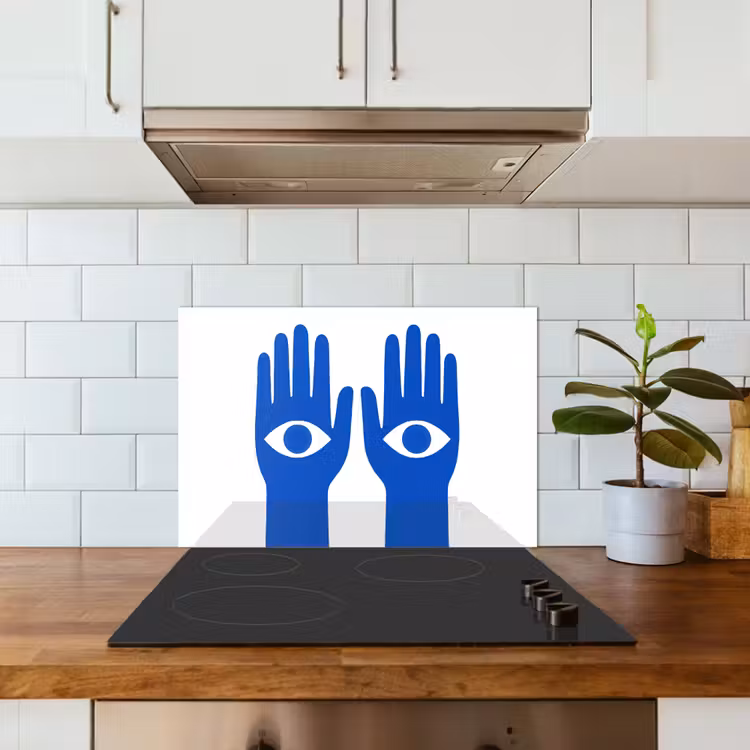 Spatscherm keuken - Handen - Twee - Ogen - Blauw — 6