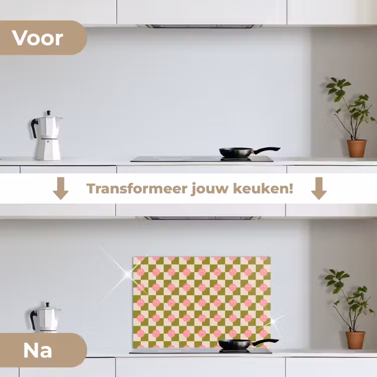 Spatscherm keuken - Patroon - Smileys - Blokken — 2