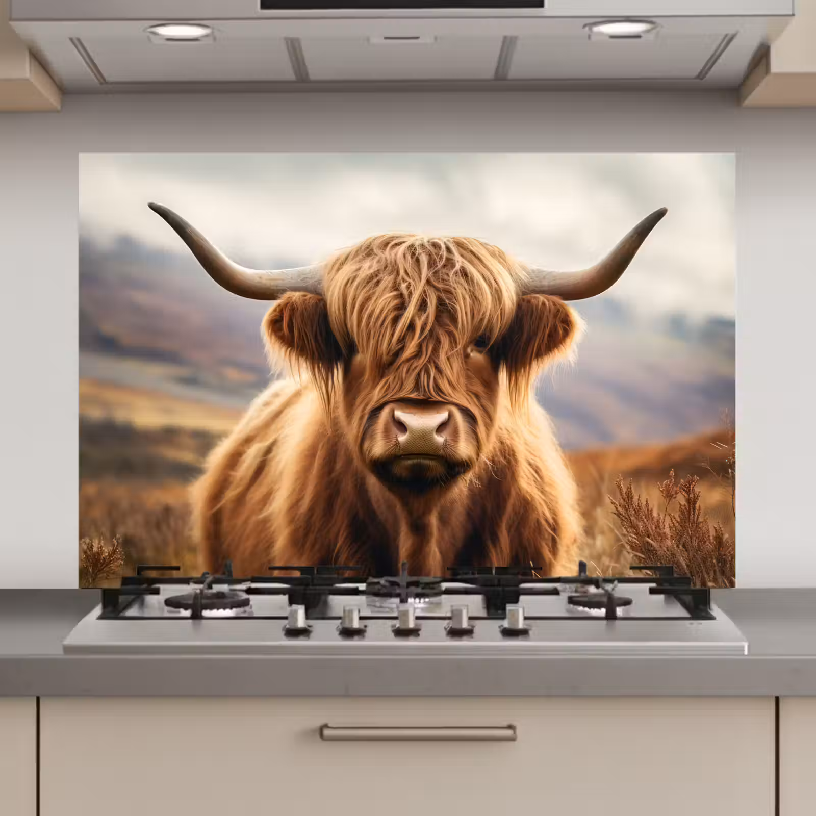 Spatscherm keuken - Schotse hooglander - Landschap - Dier — 1