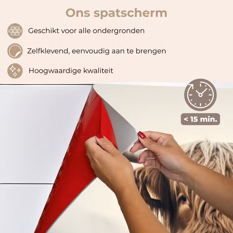 Spatscherm keuken - Schotse hooglander - Hoorns - Landschap — 4