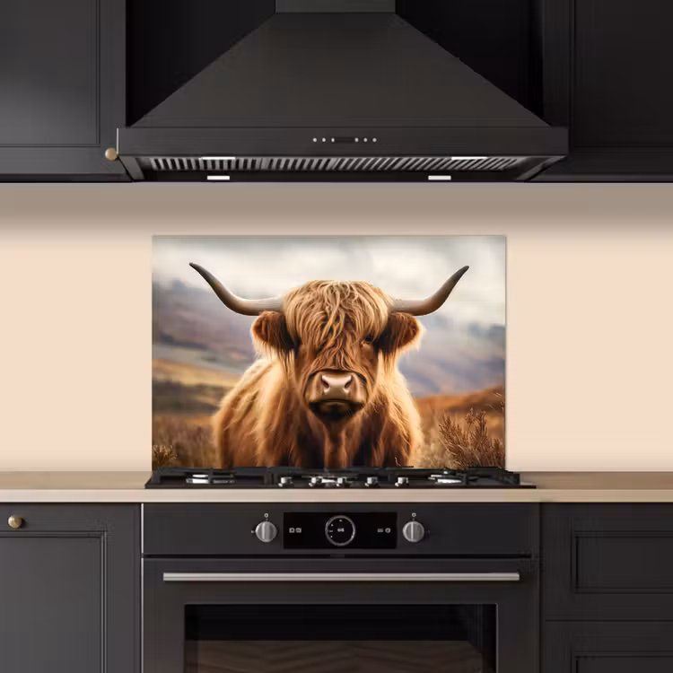 Spatscherm keuken - Schotse hooglander - Landschap - Dier — 2