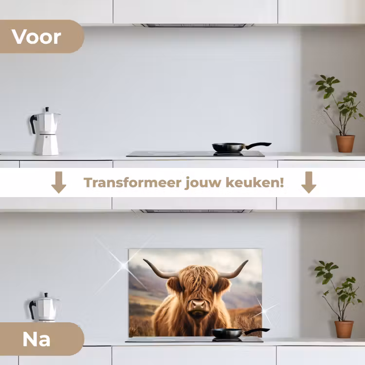 Spatscherm keuken - Schotse hooglander - Landschap - Dier — 3