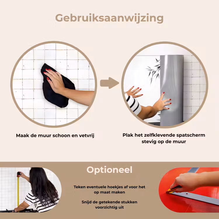 Spatscherm keuken - Bamboestammen - Water - Minimalistisch - Wit — 8