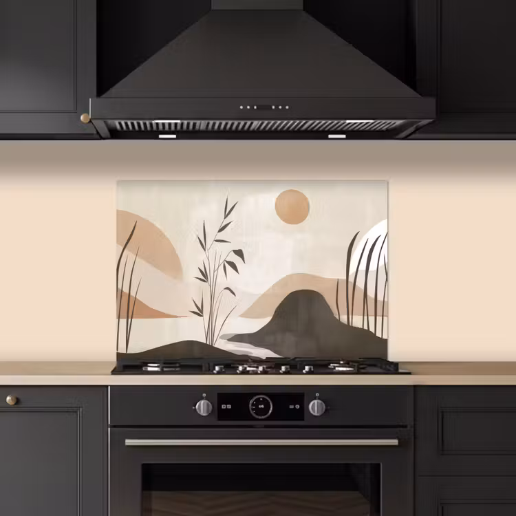 Spatscherm keuken - Japandi - Landschap - Beige — 2
