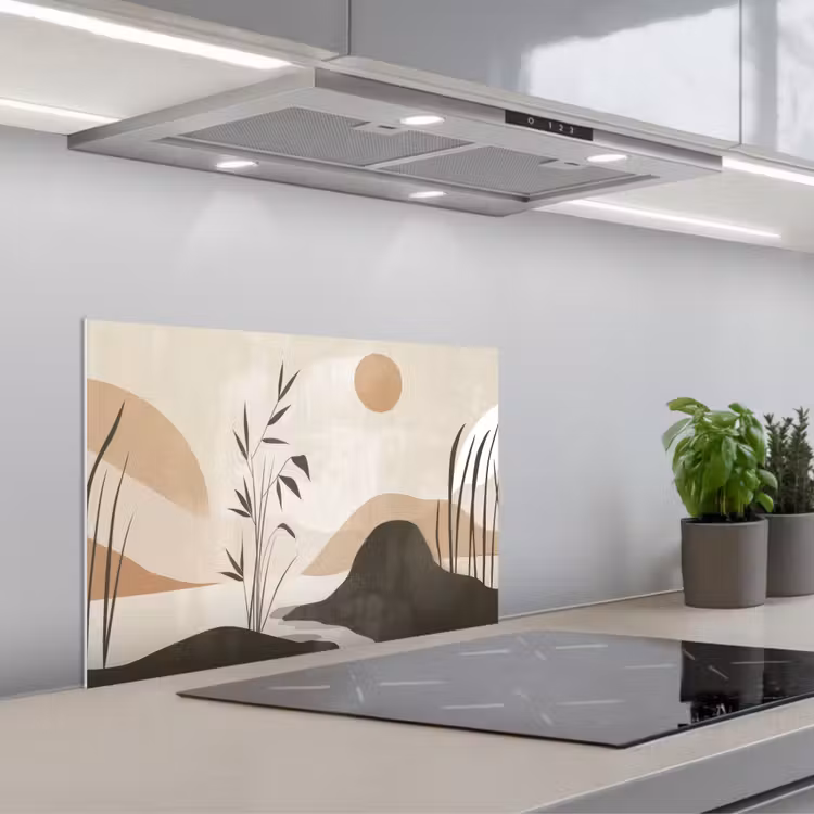 Spatscherm keuken - Japandi - Landschap - Beige — 5