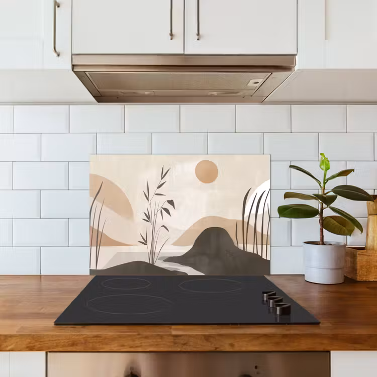 Spatscherm keuken - Japandi - Landschap - Beige — 6