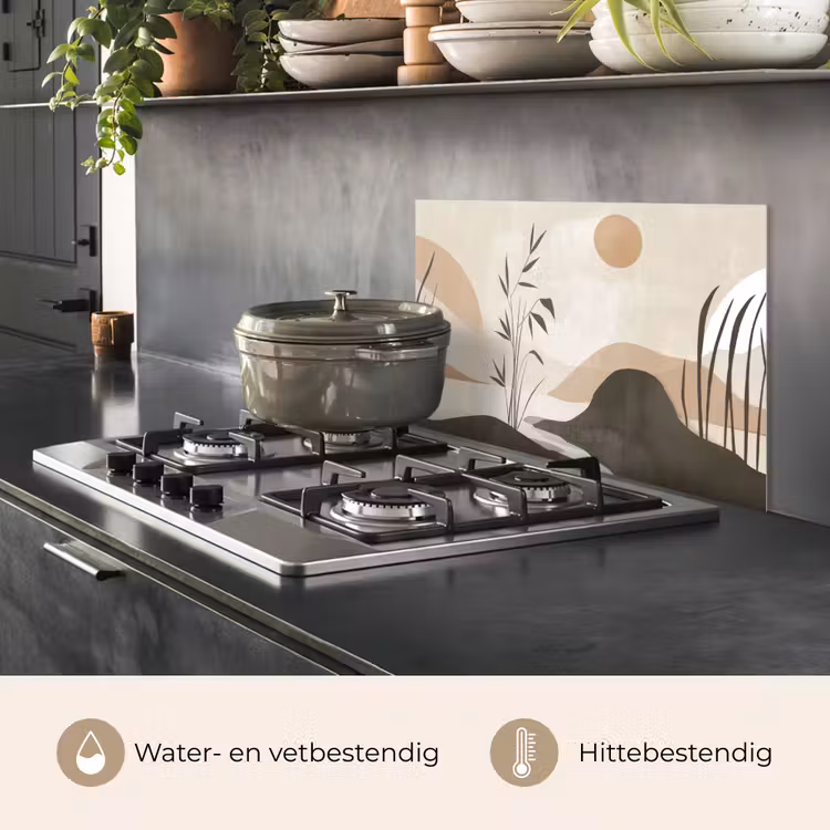 Spatscherm keuken - Japandi - Landschap - Beige — 7
