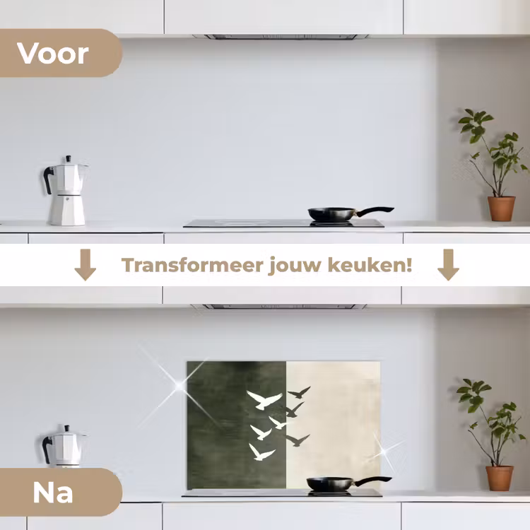 Spatscherm keuken - Japandi - Vogel - Groen — 3