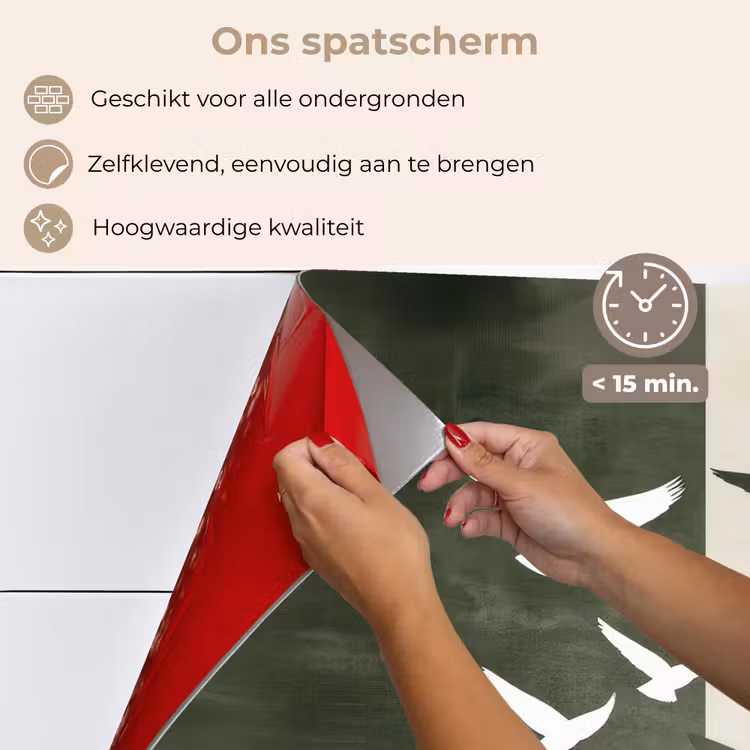 Spatscherm keuken - Japandi - Vogel - Groen — 4