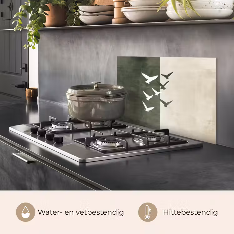 Spatscherm keuken - Japandi - Vogel - Groen — 7