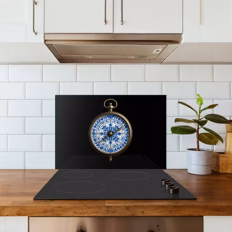 Spatscherm keuken - Kompas - Delfts blauw - Zwart — 6