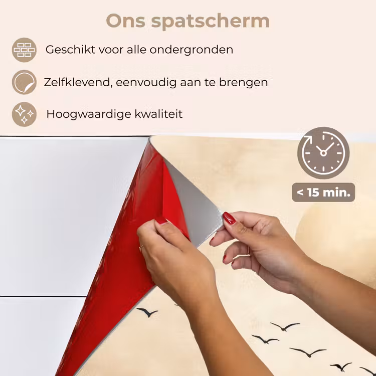 Spatscherm keuken - Landschap - Japandi - vogel — 4