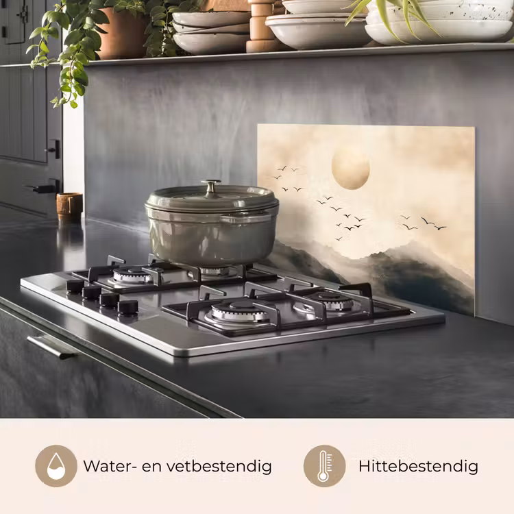 Spatscherm keuken - Landschap - Japandi - vogel — 7