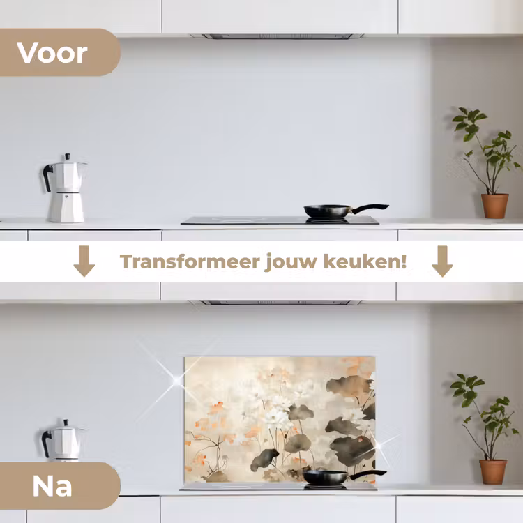 Spatscherm keuken - Bloemen - Japandi - Wabi sabi — 3