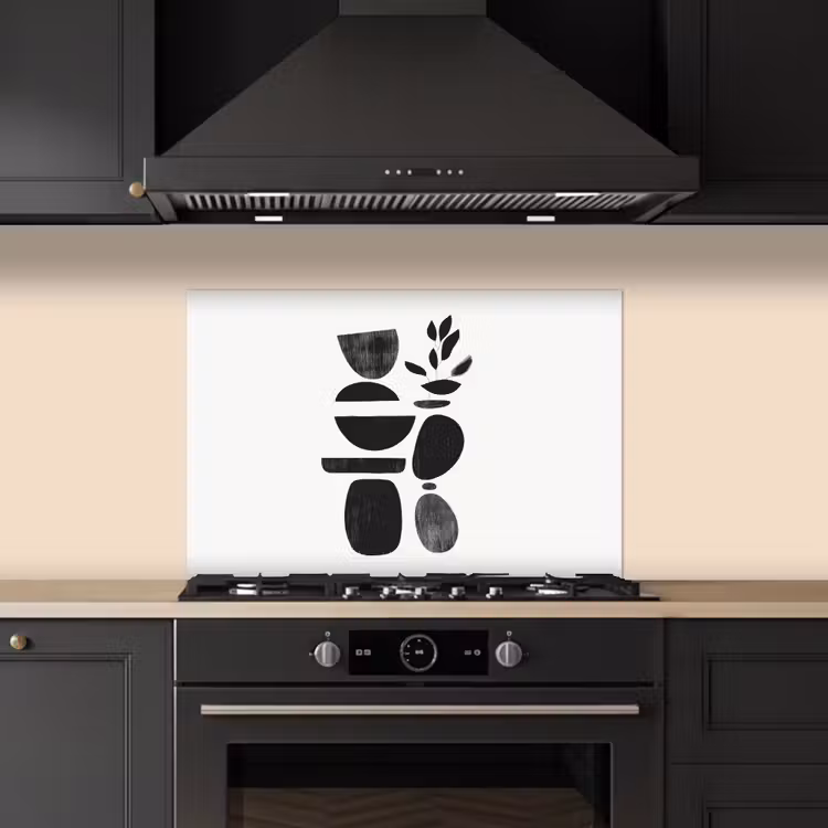 Spatscherm keuken - Japandi - Zwart - Abstract — 2