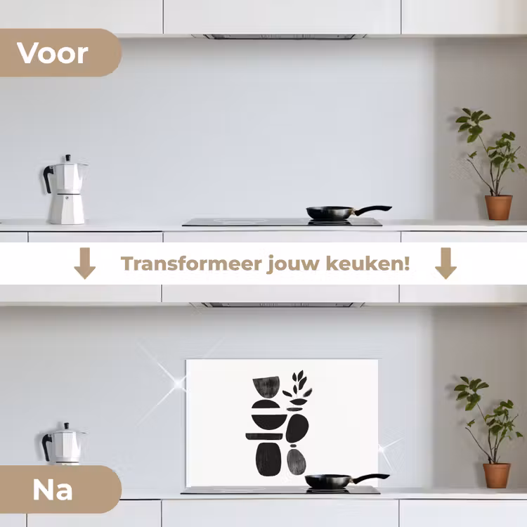 Spatscherm keuken - Japandi - Zwart - Abstract — 3