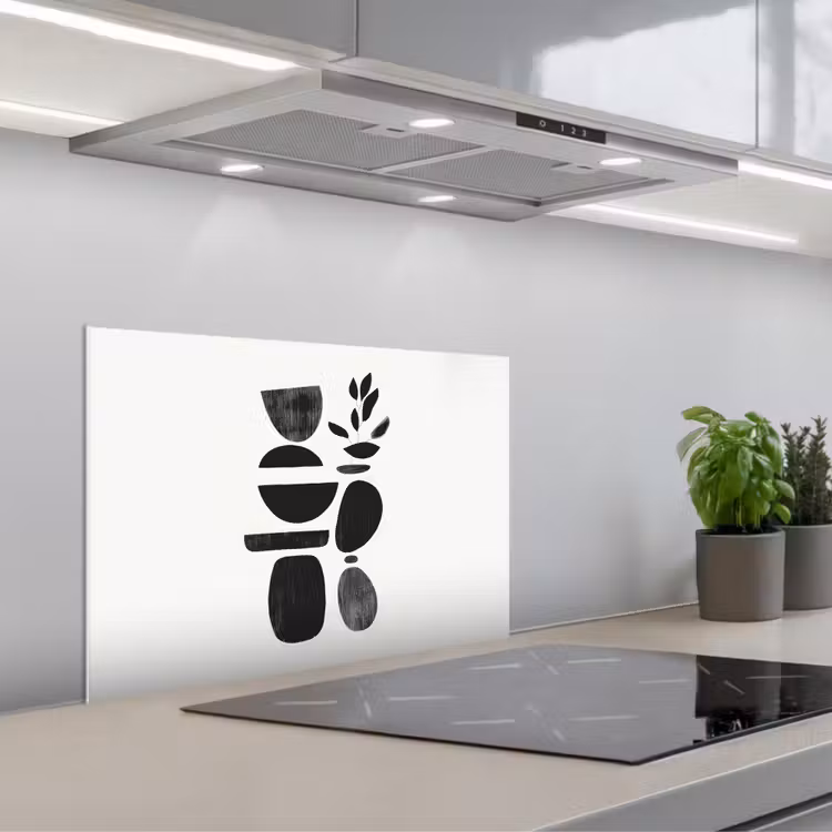 Spatscherm keuken - Japandi - Zwart - Abstract — 5