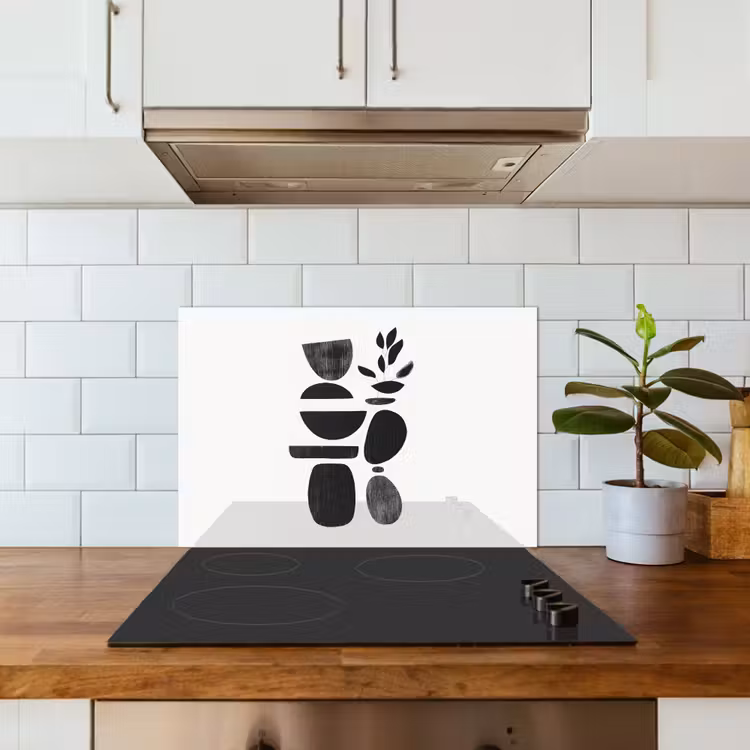 Spatscherm keuken - Japandi - Zwart - Abstract — 6