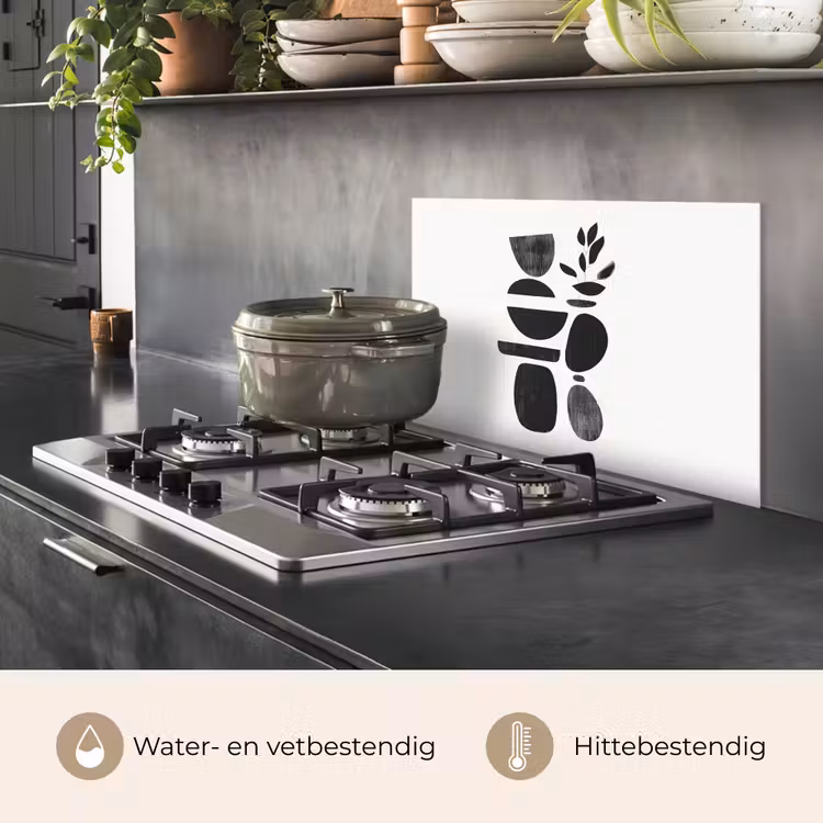 Spatscherm keuken - Japandi - Zwart - Abstract — 7