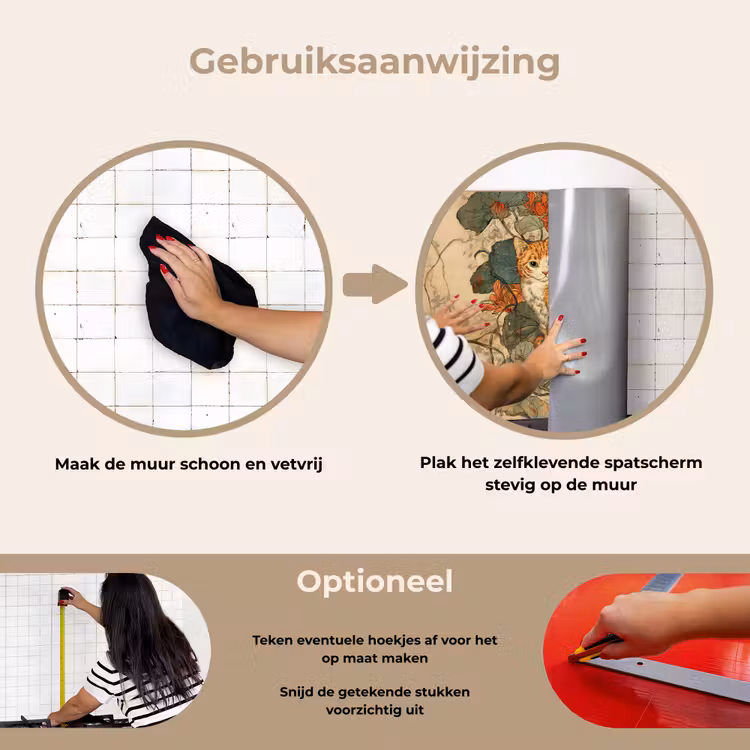 Spatscherm keuken - Kat - Sierlijk - Bloemen — 8