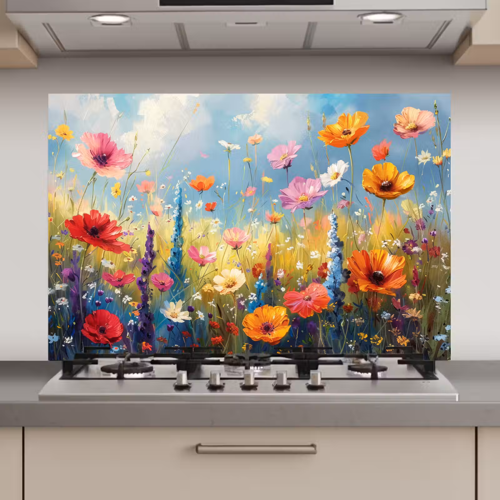 Spatscherm keuken - Bloemen - Natuur - Botanisch - Kunst — 1